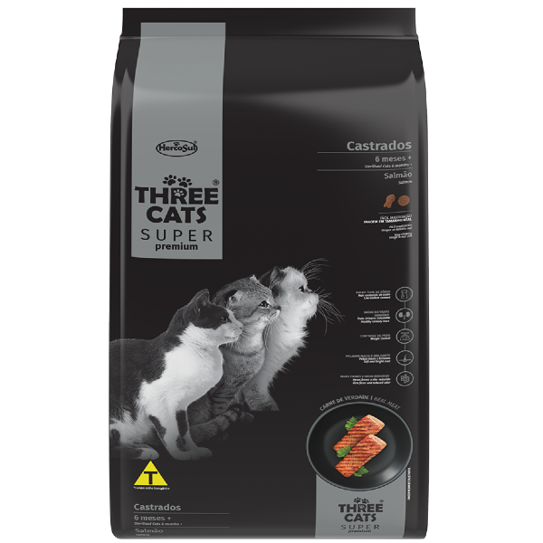 THREE SALMMON THREE CATS Super Premium, Gato Castrado Sabor Salmón X 10Kg + Obsequio - Imagen 1