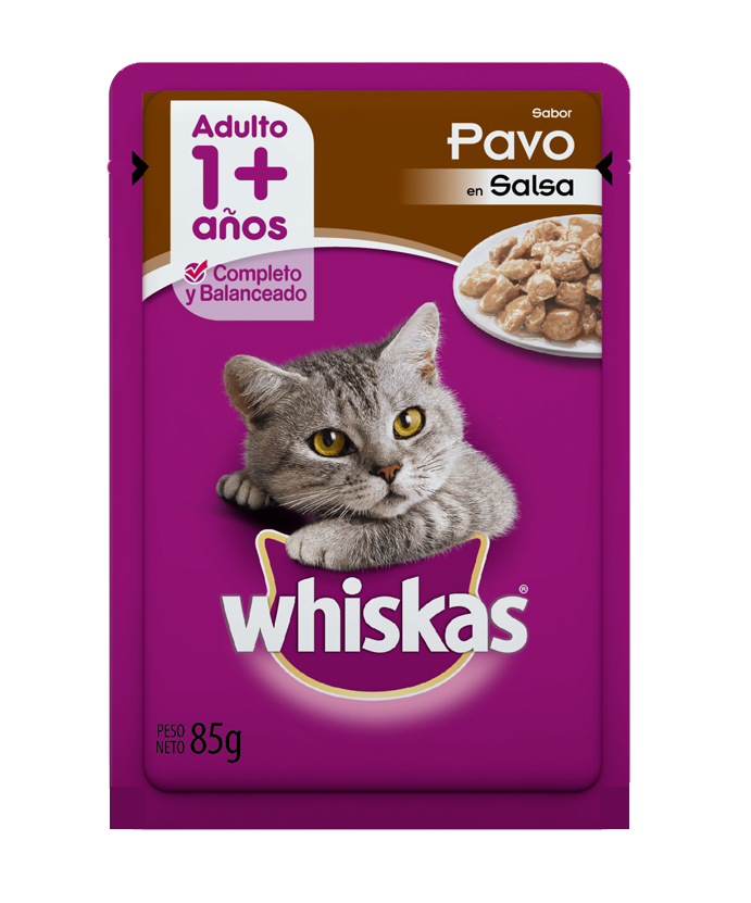 whiskas salsa pavo Salsa Whiskas Gato Adulto 85g Sabor Pavo (Caja 12 unidades) - Imagen 1
