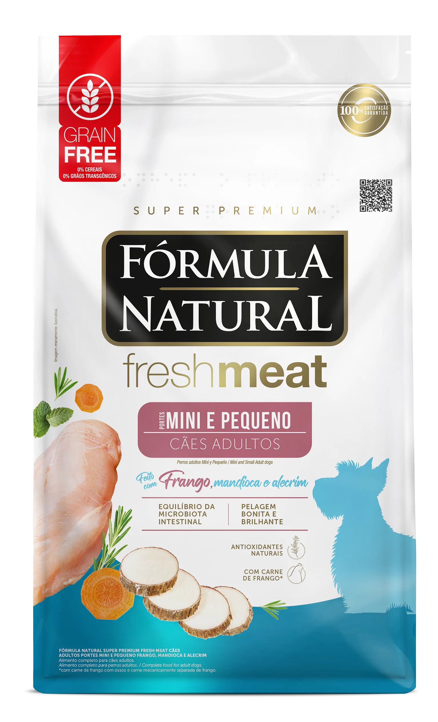 FN_FRESH_MEAT_CAES_ADULTOS_MINPEQ_FRENTE.png Fórmula Natural FRESH MEAT Perros Adultos Tamaños Mini y Pequeños Pollo, Yuca y Romero 10Kg + OBSEQUIO - Imagen 1